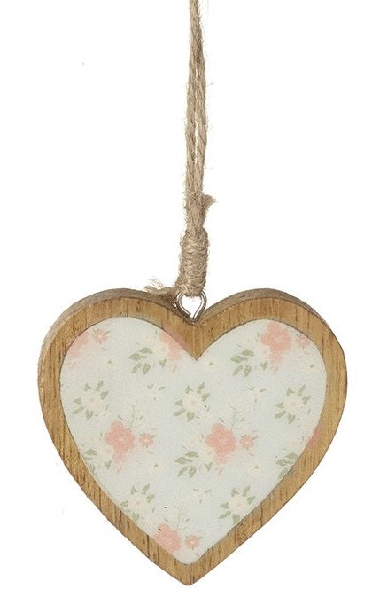 Wooden Patterned Heart - Sage