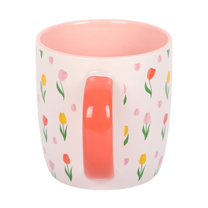 Tulip print ceramic mug – side view