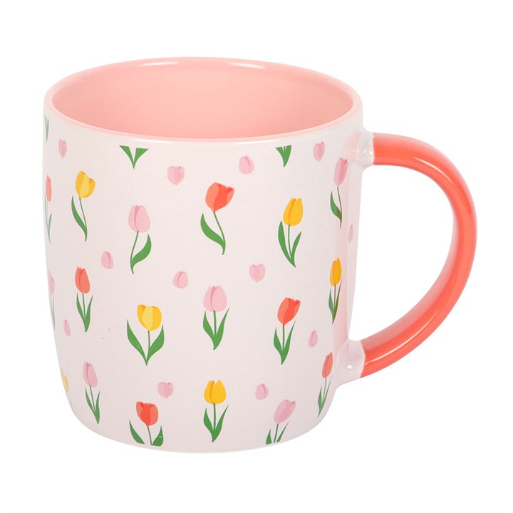 Tulip print ceramic mug – front view