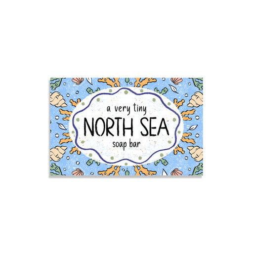 Neon Magpie North Sea Tiny Vegan Soap in blue packaging with ocean creatures and seaweed design
