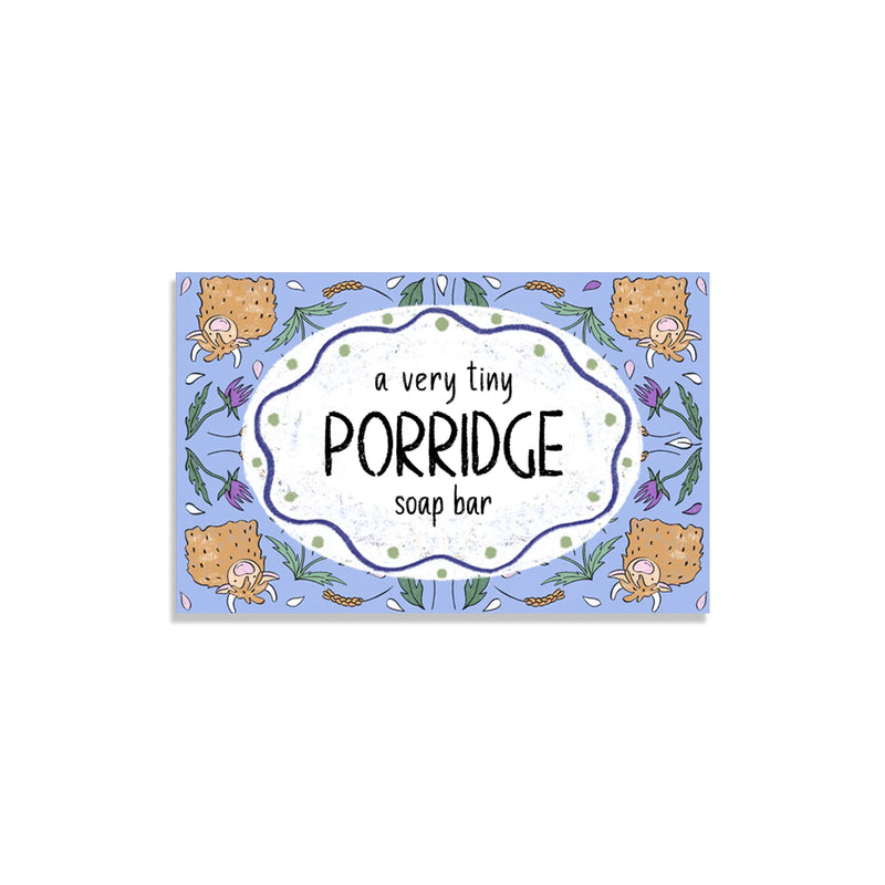 Neon Magpie Porridge Tiny Vegan Soap in lavender packaging with highland cow design