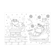  Dress Me Up Santa Colouring and Activity Book, open spread showing Santa and sleigh colouring pages 
