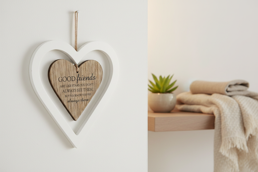 Hanging Heart Decoration - Good Friends in Home Setting