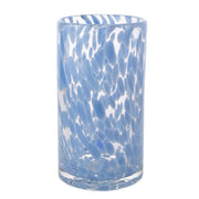 Hestia tall confetti glass vase in blue, product shot showing full height and translucent glass with blue confetti design — H190mm