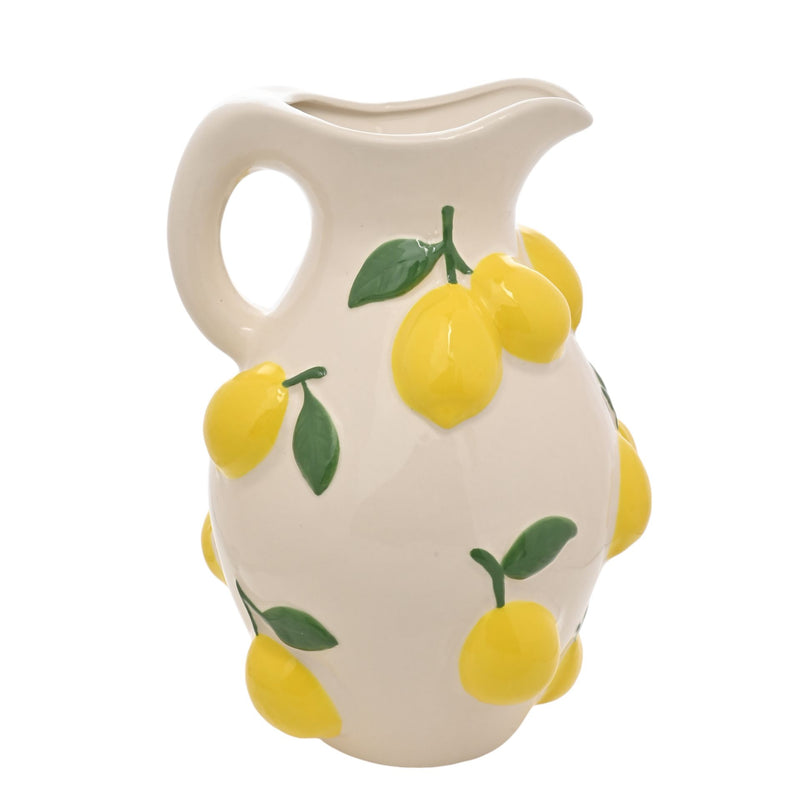Hestia White Jug Vase With Lemons 25cm