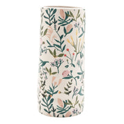 Hestia ceramic vase with all-over botanical print of foliage, soft florals, berries and wildflower stems