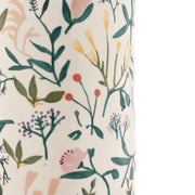 Close-up of botanical print detail on Hestia ceramic vase showing foliage, berries and wildflower stems