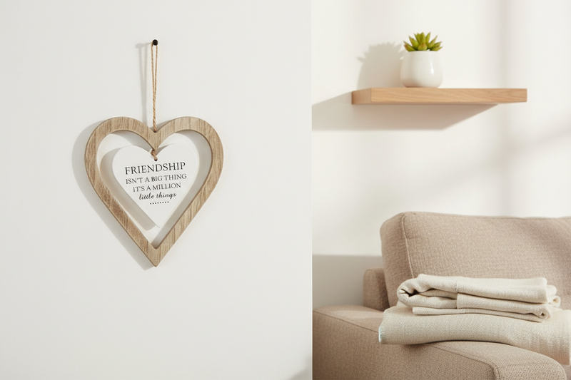 Friendship Hanging Heart Decoration in a warm home setting