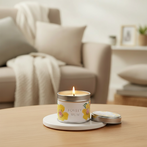 Lovely Mum Candle on Ceramic Coaster