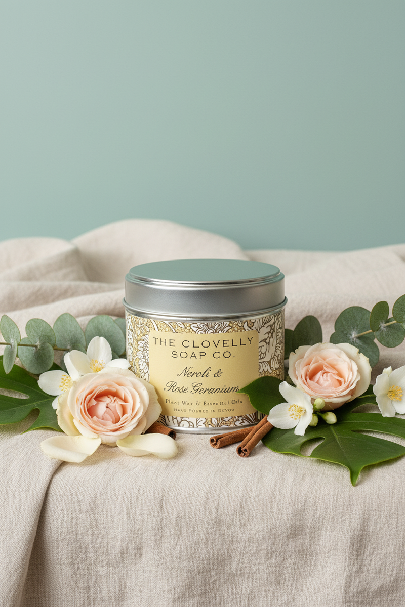 Neroli & Rose Geranium Candle Tin - Botanical