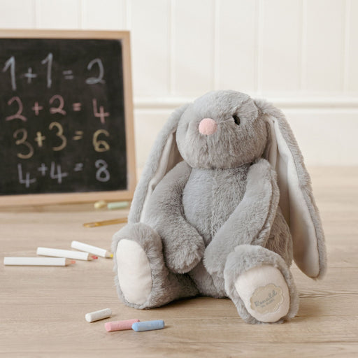 Ronald the classical soft grey bunny plush toy 30cm, lifestyle shot — a cuddly companion for children