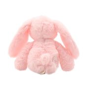 Katie the plush long leg light pink bunny soft toy 35cm, rear profile view showing bob tail and name tag