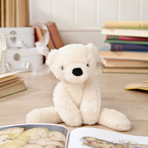 Lola the long leg plush cream teddy bear 30cm, lifestyle shot — a cuddly companion for little bookworms and performers