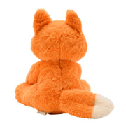 Freddie the plush sitting fox soft toy 22cm, rear profile view showing his bushy tail
