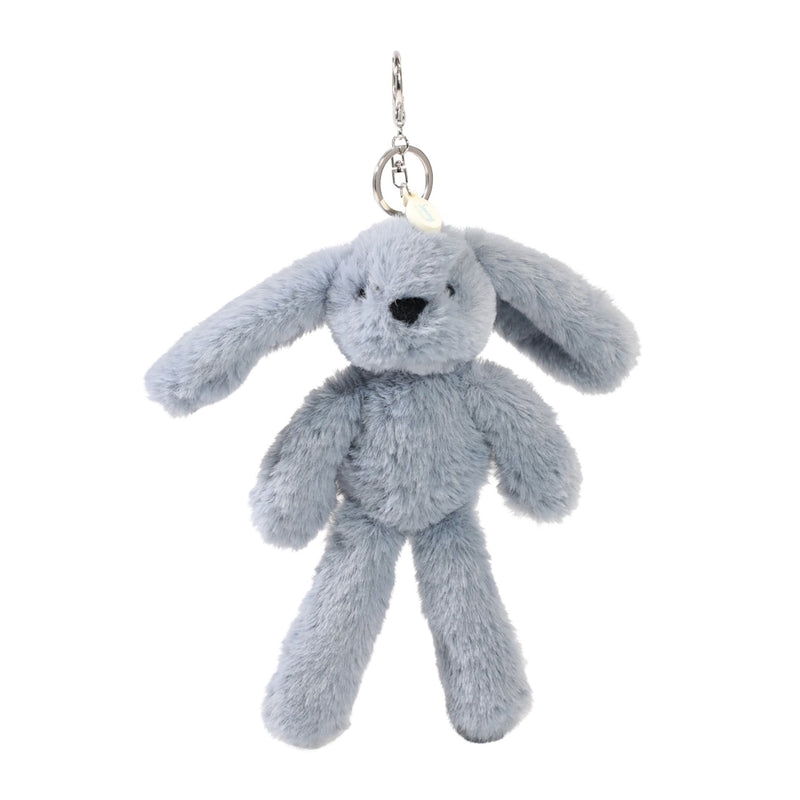 Sonny the Plush Blue Bunny keyring and bag charm — front view