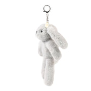 Theo the Plush Grey Bunny keyring and bag charm side view