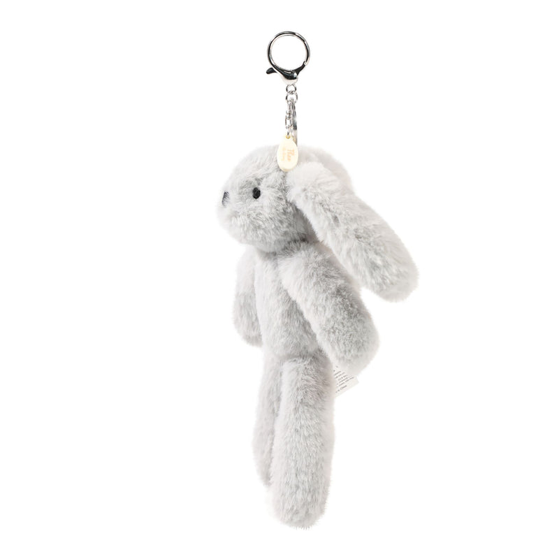 Theo the Plush Grey Bunny keyring and bag charm side view
