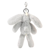 Theo the Plush Grey Bunny keyring and bag charm back view