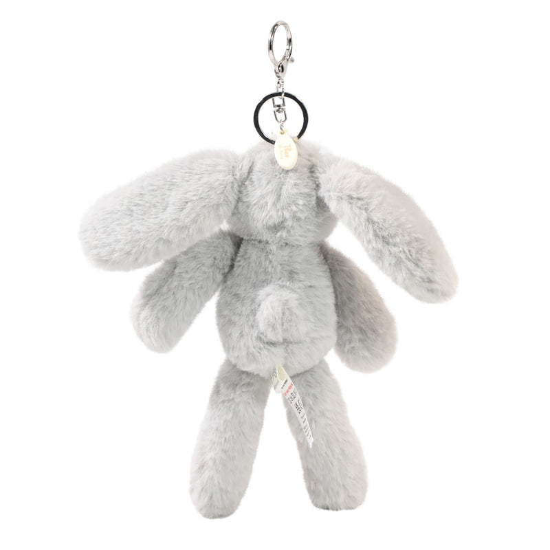 Theo the Plush Grey Bunny keyring and bag charm back view