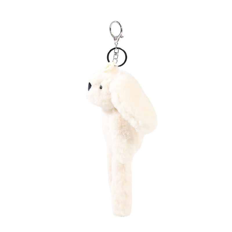 Talia plush bunny keyring side view cream soft toy with name charm