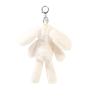 Talia plush bunny keyring back view cream soft toy with name charm