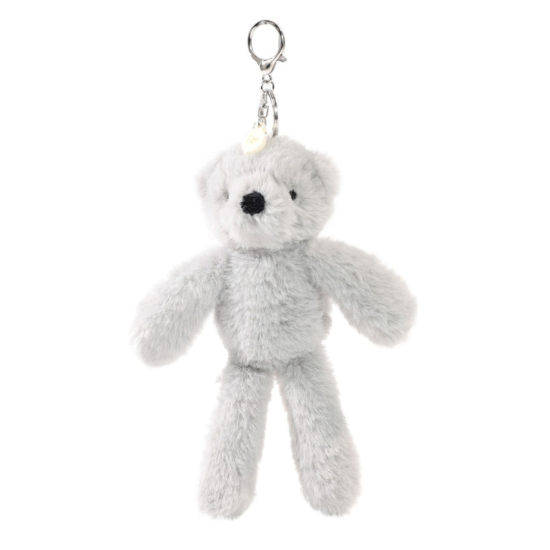 Ste plush bear keyring front view soft grey toy with name charm