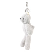 Ste plush bear keyring side view soft grey toy with name charm