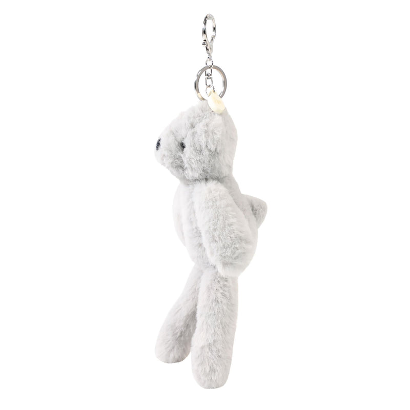 Ste plush bear keyring side view soft grey toy with name charm