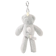 Ste plush bear keyring back view soft grey toy with name charm