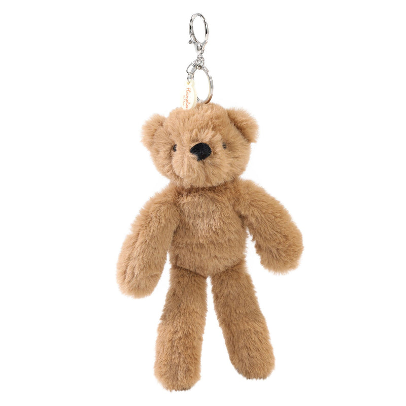 Hampton plush bear keyring front view dark brown soft toy with name charm