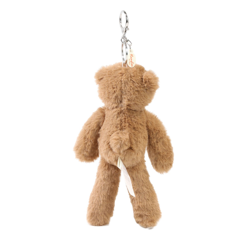 Hampton plush bear keyring back view dark brown soft toy with name charm