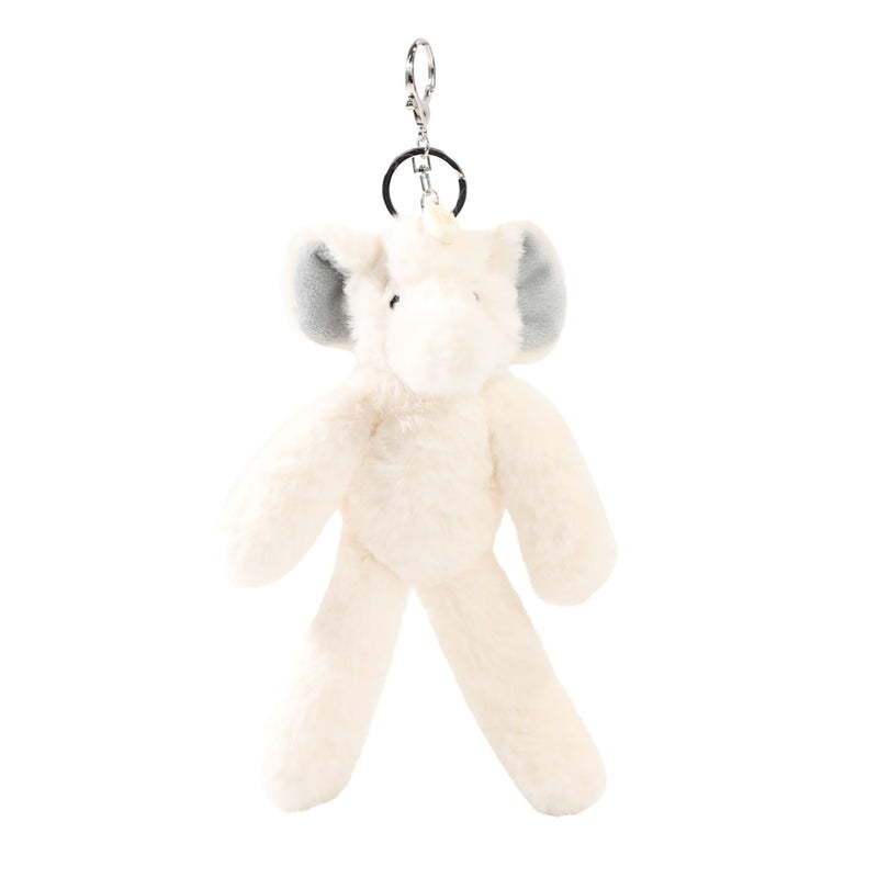 Ellie the Elephant plush cream keyring and bag charm — front view