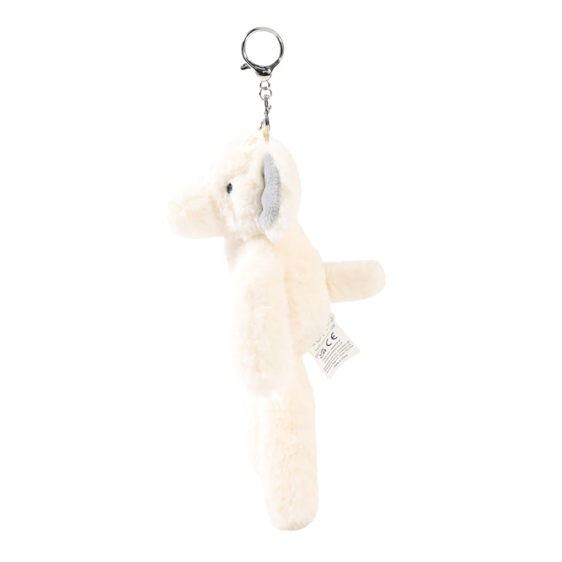 Ellie the Elephant plush cream keyring and bag charm — side view