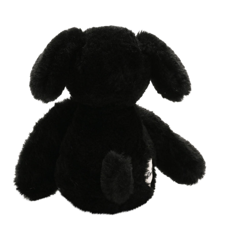 onty the plush long leg black puppy soft toy 30cm, rear view showing soft black fur and long legs