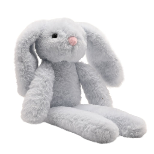 Sunny the Plush Long Leg Bunny soft toy, front-facing view, 30cm, pink nose and bright sparkling eyes