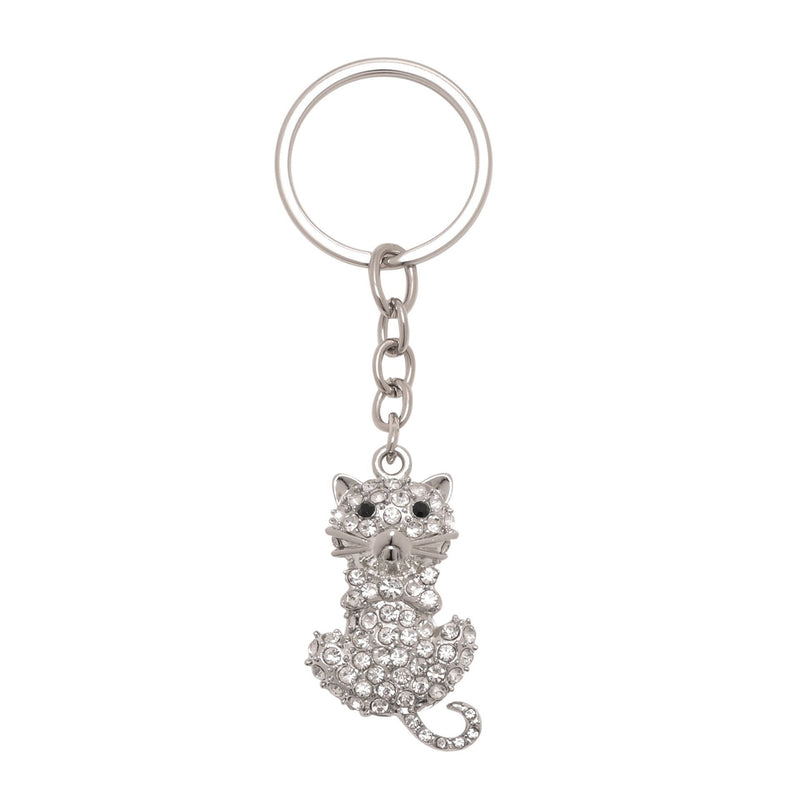 Sophia Keyring - Cat with Clear Crystals