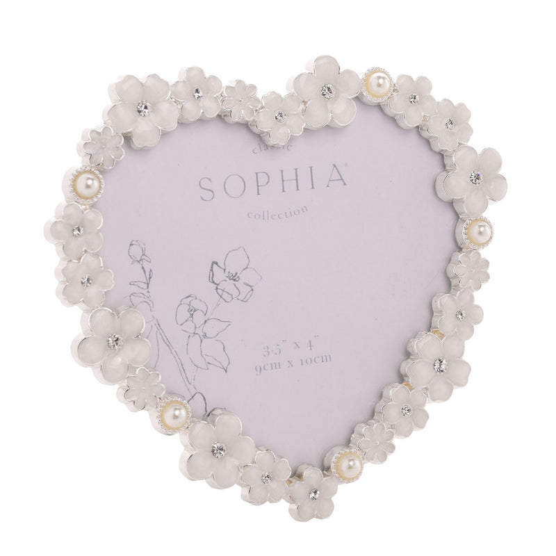 Sophia Classic Daisy 4 x 6 Heart Frame - White