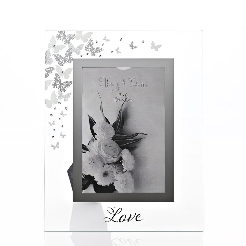 Always & Forever Glass Frame Butterflies 4" x 6"