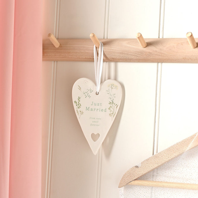 Love Story Ceramic Heart 13cms - Just Married
