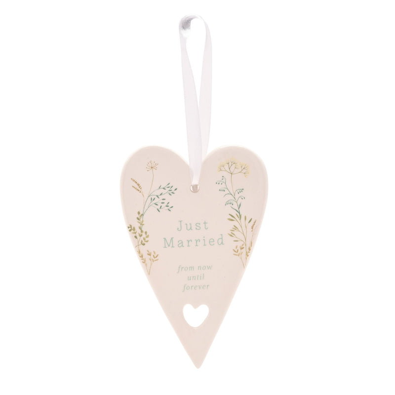 Love Story Ceramic Heart 13cms - Just Married