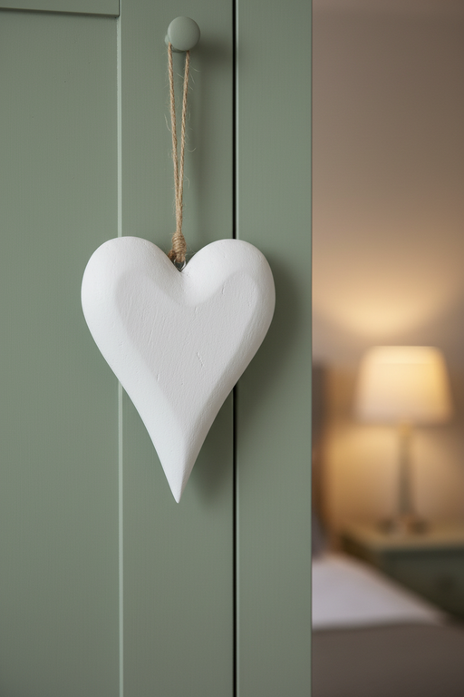 White Heart on Sage Wardrobe Door