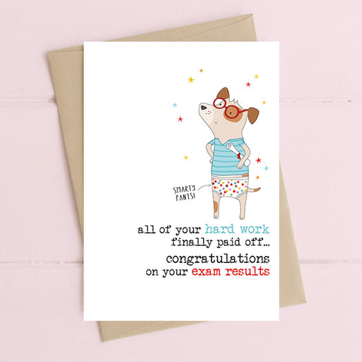 Congratulations on your exam results card, hand finished with flitter, printed on luxury 300gsm FSC-certified board, 114x162mm
